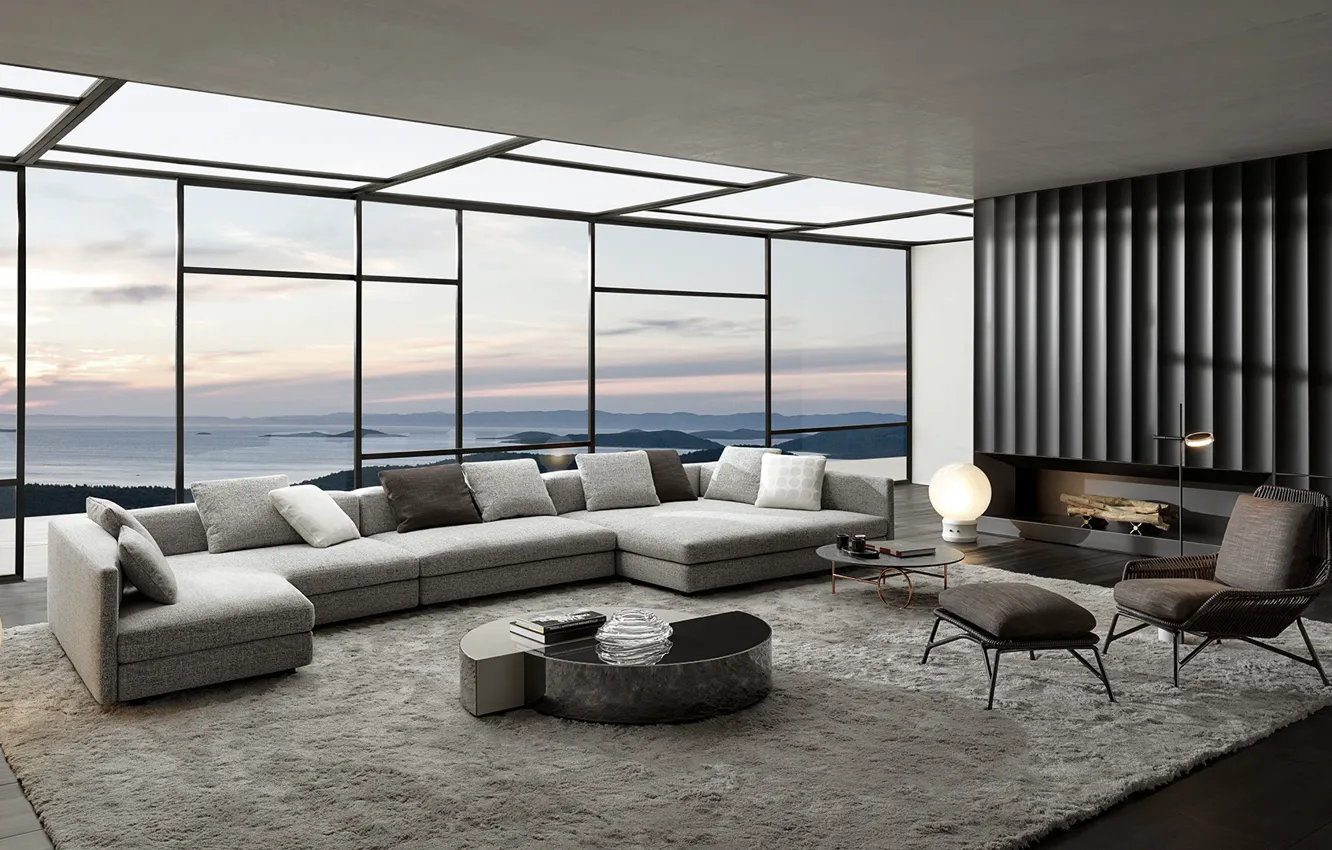 Photo wallpaper Villa, interior, living room