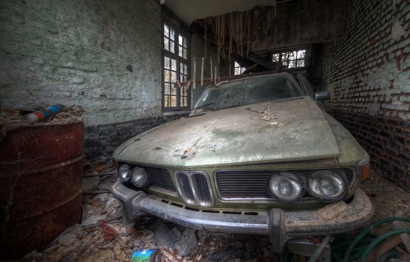 Photo wallpaper bmw, lost, abandoned, decay