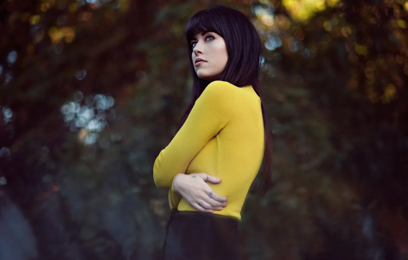 Photo wallpaper girl, piercing, ring, tattoo, tattoo