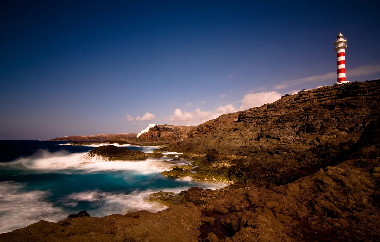 Photo wallpaper the ocean, rocks, coast, lighthouse, Canary Islands, Canary Islands, Gran Canaria