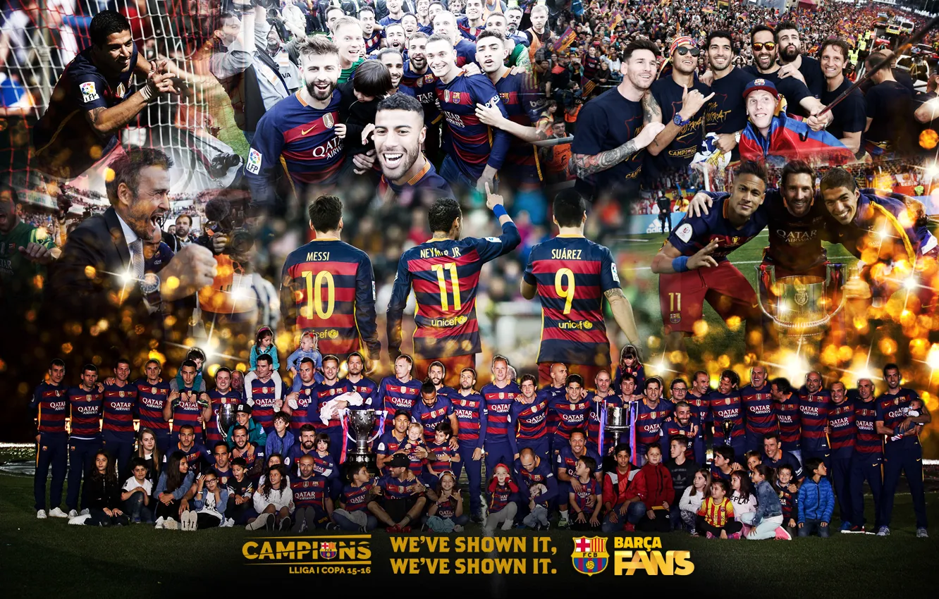 Photo wallpaper wallpaper, sport, football, FC Barcelona, The Liga Champions, Spanish Cup Winners