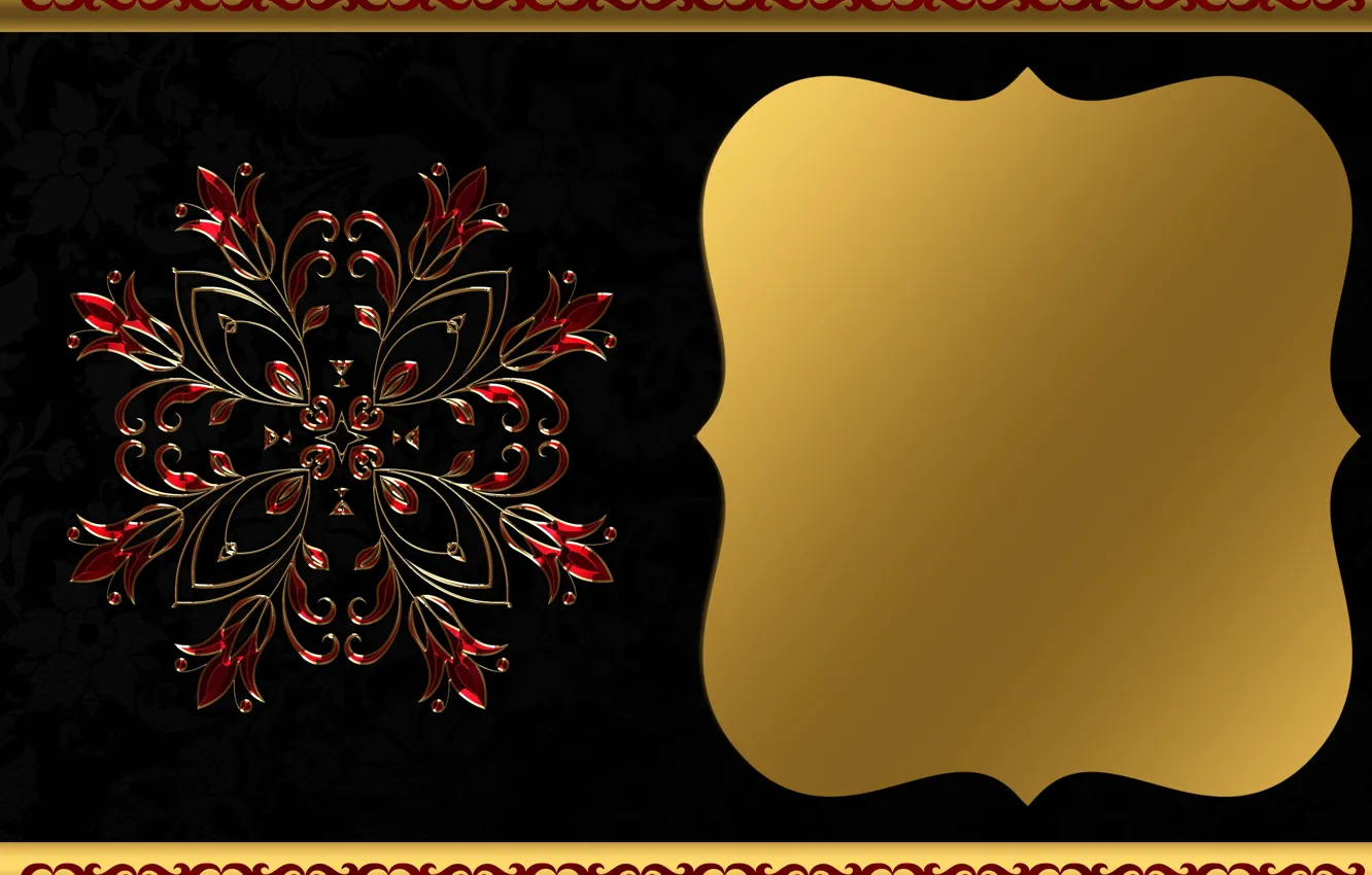 Photo wallpaper red, gold, floral, the background image