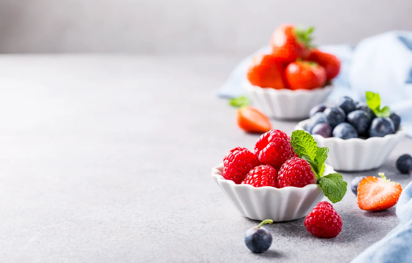 Photo wallpaper berries, raspberry, blueberries, strawberry, Iryna Melnyk