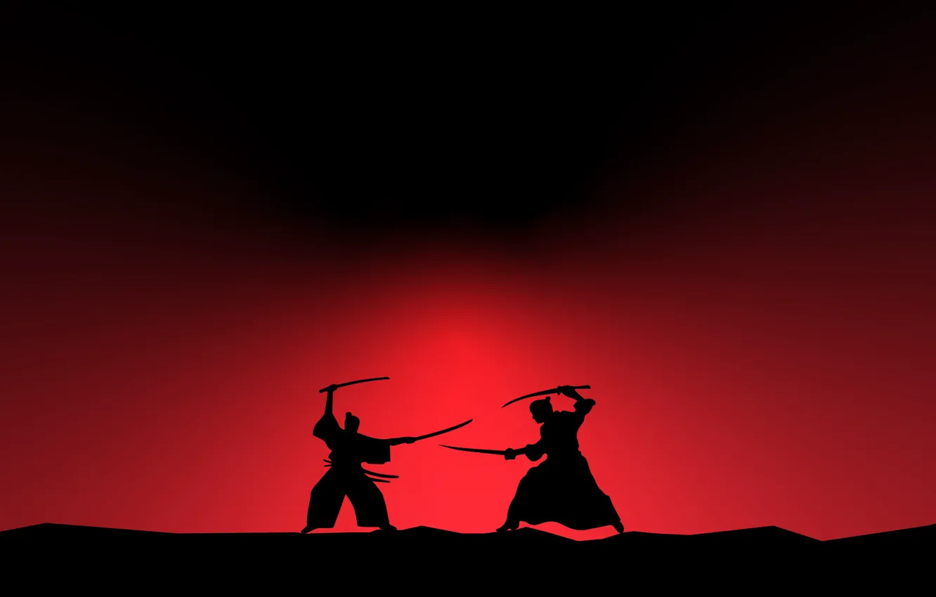 Photo wallpaper sword, minimalism, katana, battle, digital art, fighting, artwork, Samurai
