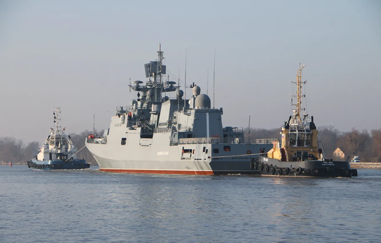 Photo wallpaper ship, tug, frigate, guard, access to the sea, the project 11356, Admiral Essen
