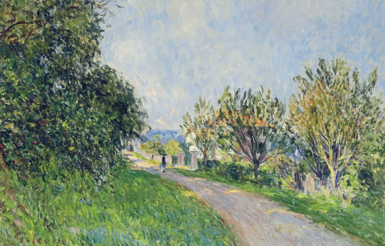 Photo wallpaper landscape, picture, Alfred Sisley, Alfred Sisley, The road near Sevres