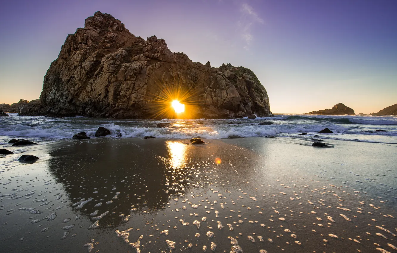 Photo wallpaper sea, landscape, rocks