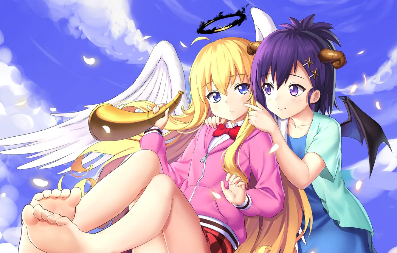Photo wallpaper devil, anime, wings, beautiful, pretty, beauty, angel, asian
