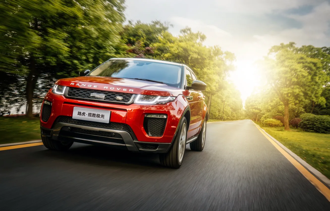 Photo wallpaper road, the sun, light, Land Rover, Range Rover, car, Evoque, HSE Dynamic