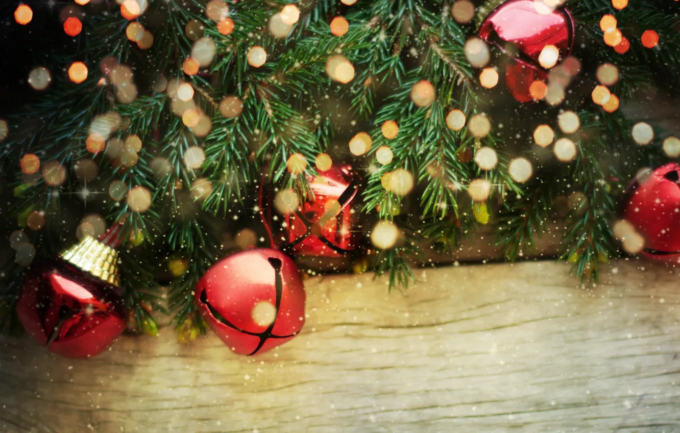 Photo wallpaper decoration, tree, bells, Christmas, decoration, xmas, Merry, Christmas. New Year