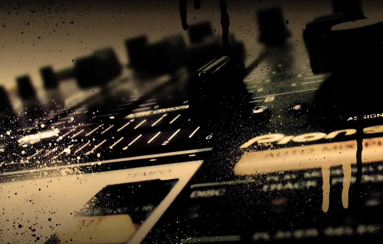 Photo wallpaper music, the dark background, remote, equalizer, mixer