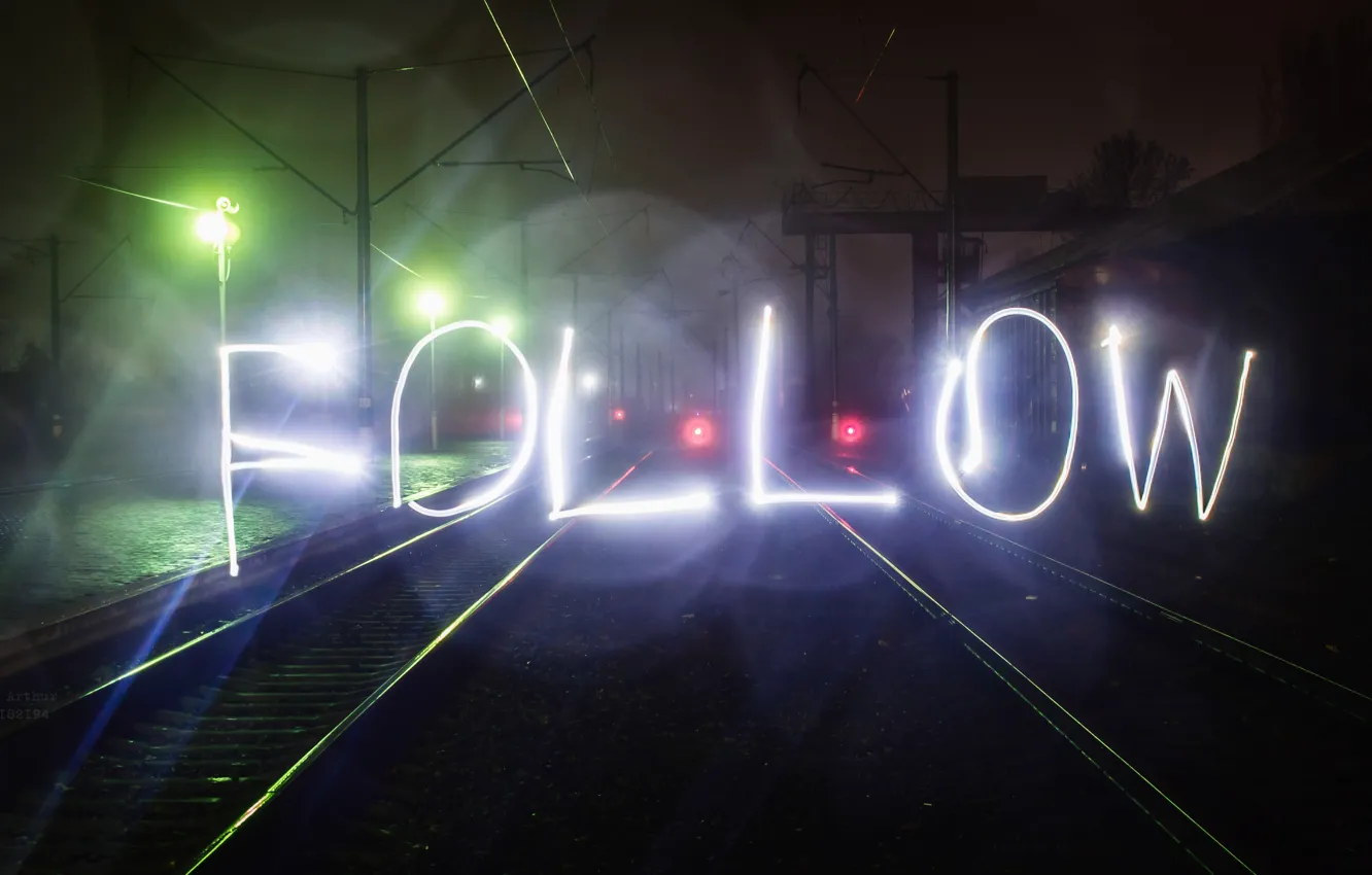 Photo wallpaper light, night, the city, lights, movement, the inscription, home, the evening