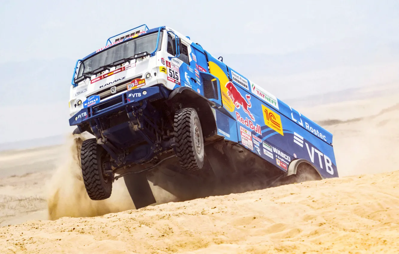 Photo wallpaper Sand, Sport, Truck, Race, Master, Russia, Kamaz, Rally