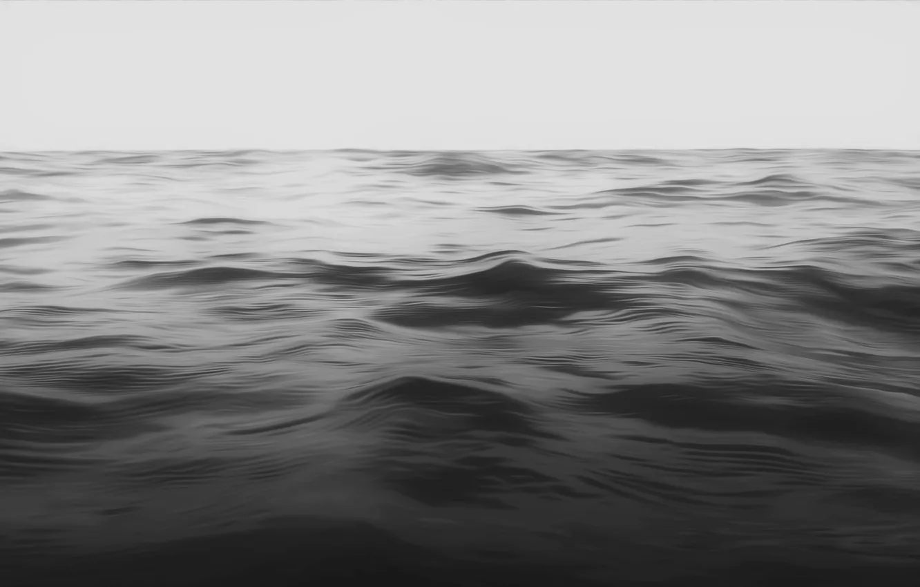 Photo wallpaper sea, wave, black and white