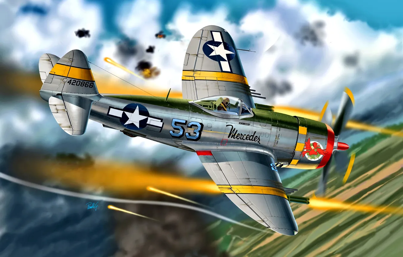 Photo wallpaper Thunderbolt, fighter-bomber, P-47, P-47D Thunderbolt, 57th Fighter Group
