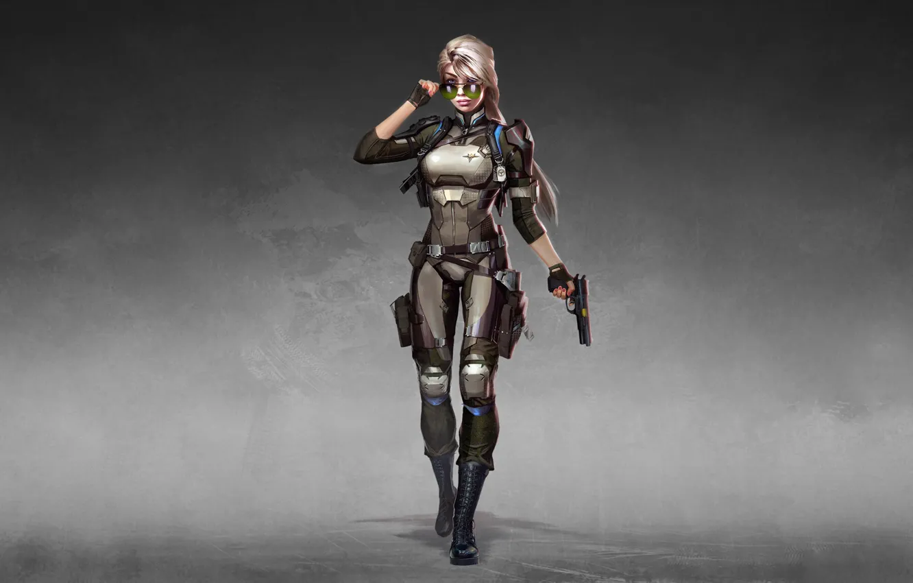 Photo wallpaper girl, sexy, style, fiction, minimalism, blonde, girl, fighter