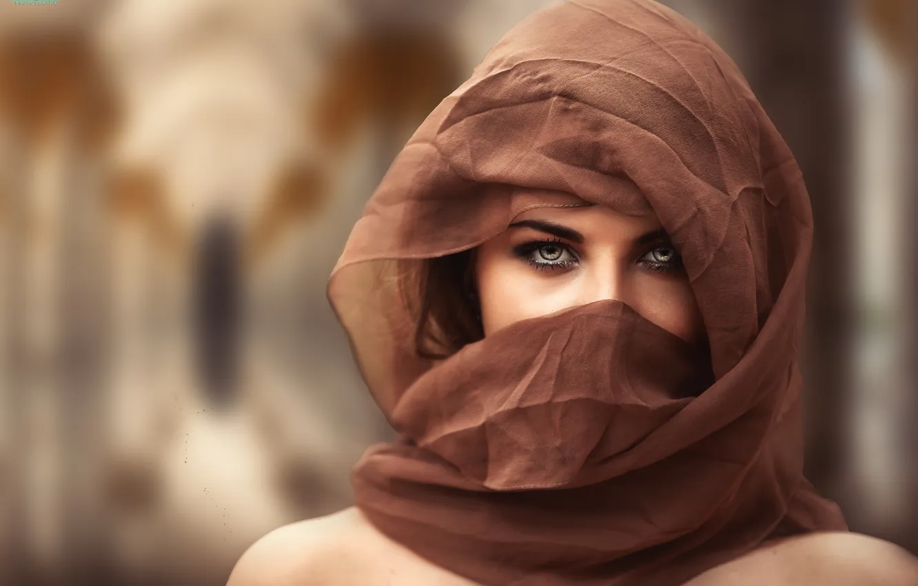 Photo wallpaper woman, eyes, look