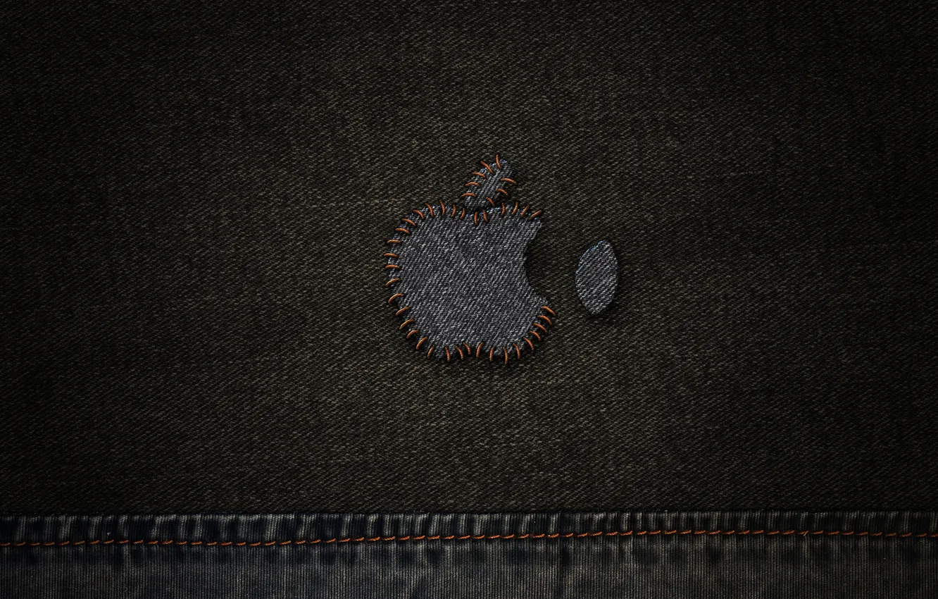 Photo wallpaper Apple, jeans, thread