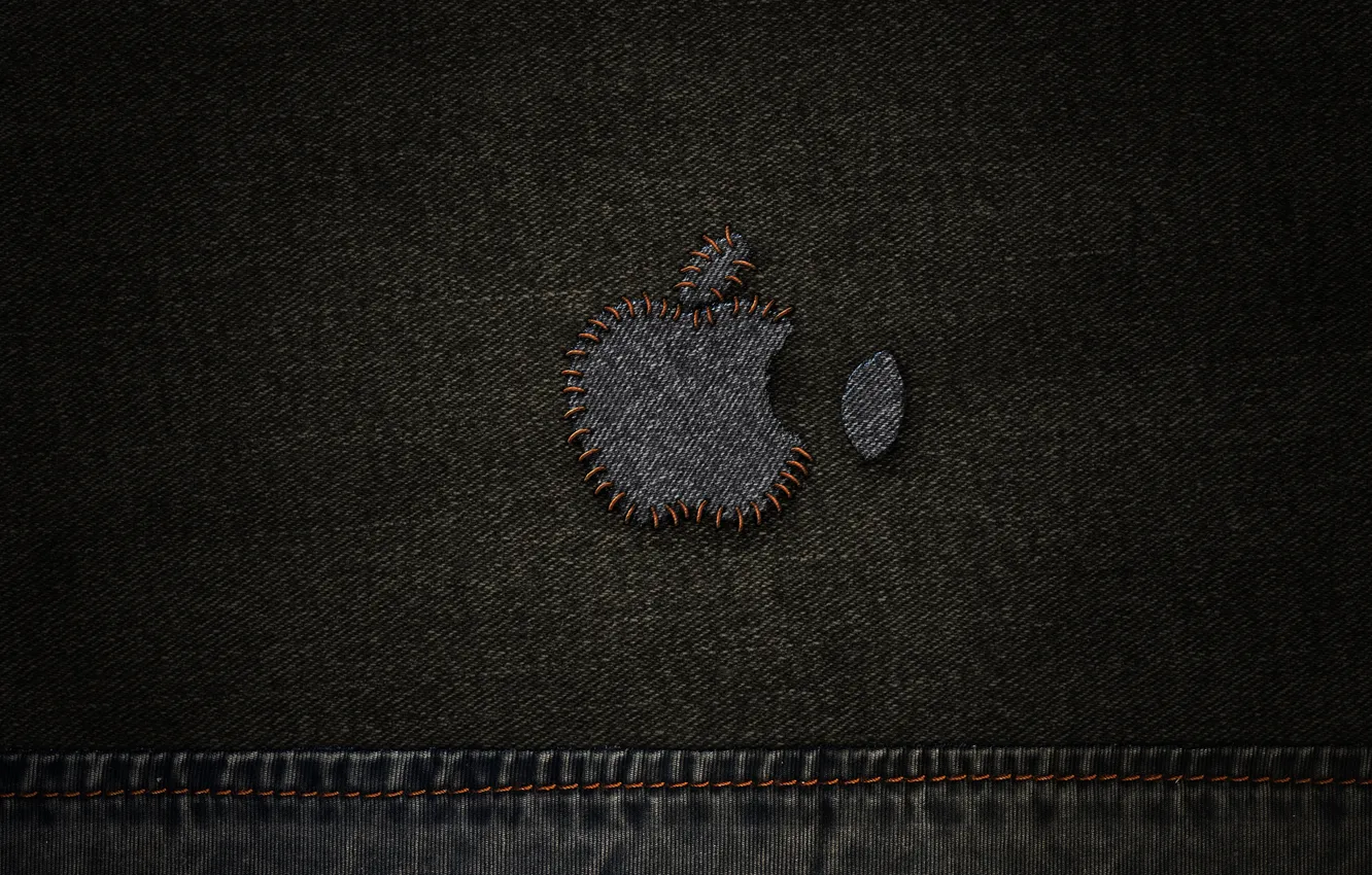 Photo wallpaper apple, jeans, thread