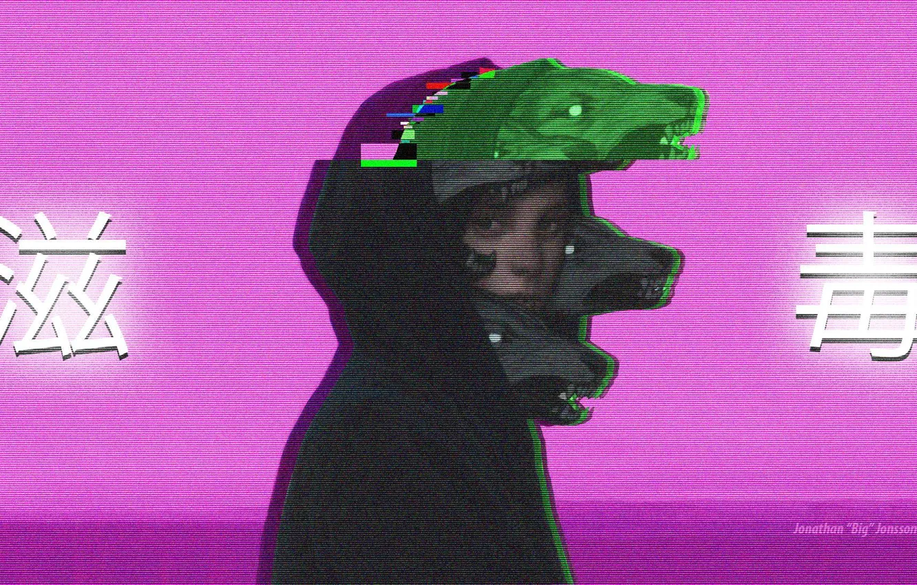 Photo wallpaper girl, anime, sad, Chinese, Vaporwave, GLITCH