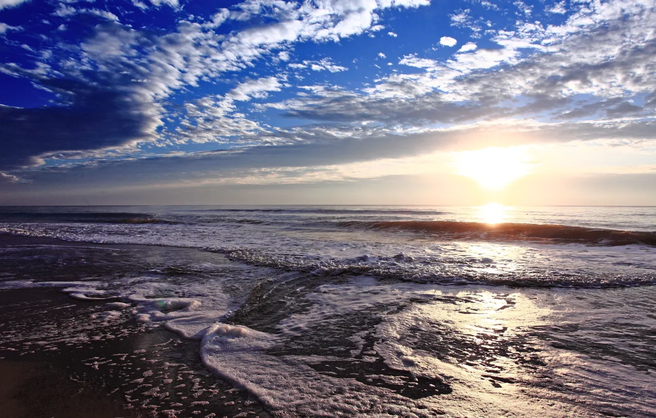 Photo wallpaper the sun, the ocean, morning