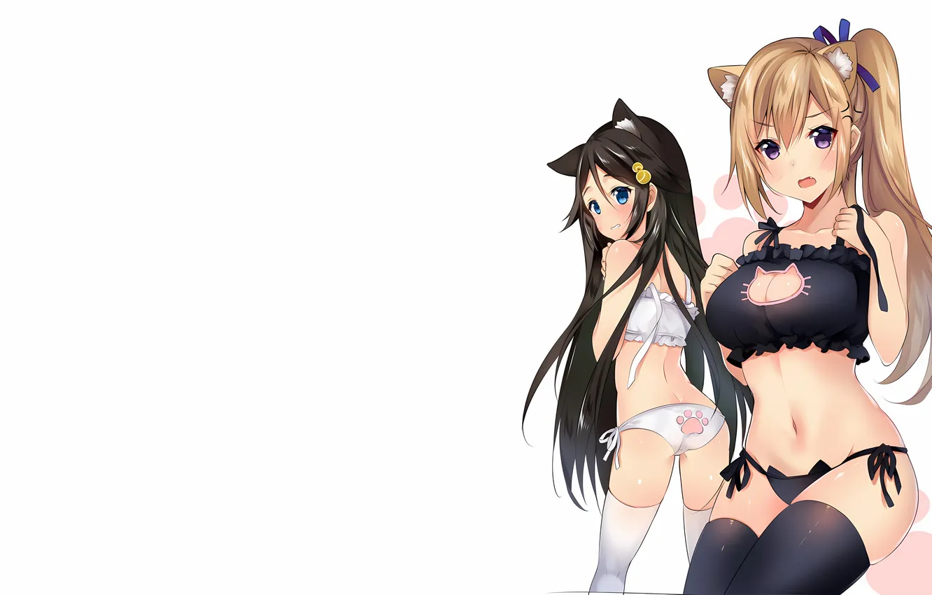 Photo wallpaper sexy, lingerie, ass, bra, cleavage, panties, thighhighs, long hair