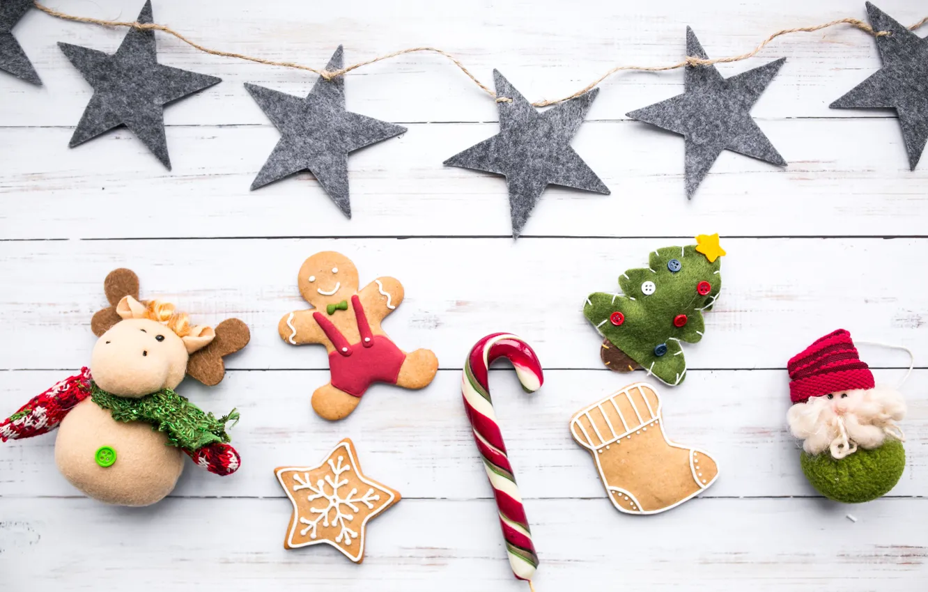 Photo wallpaper cookies, Christmas, decor, toys, cookies