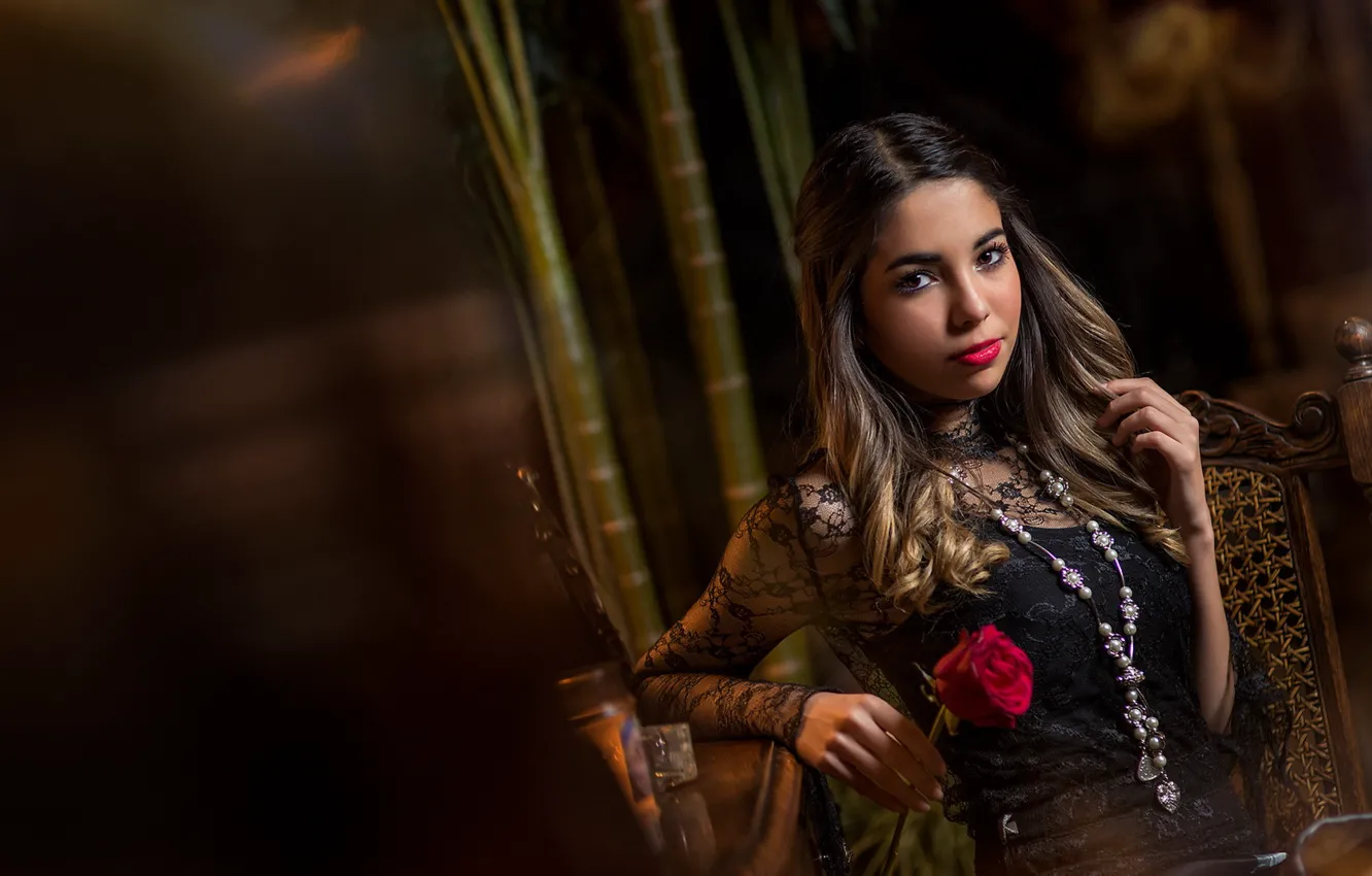 Photo wallpaper girl, background, roses