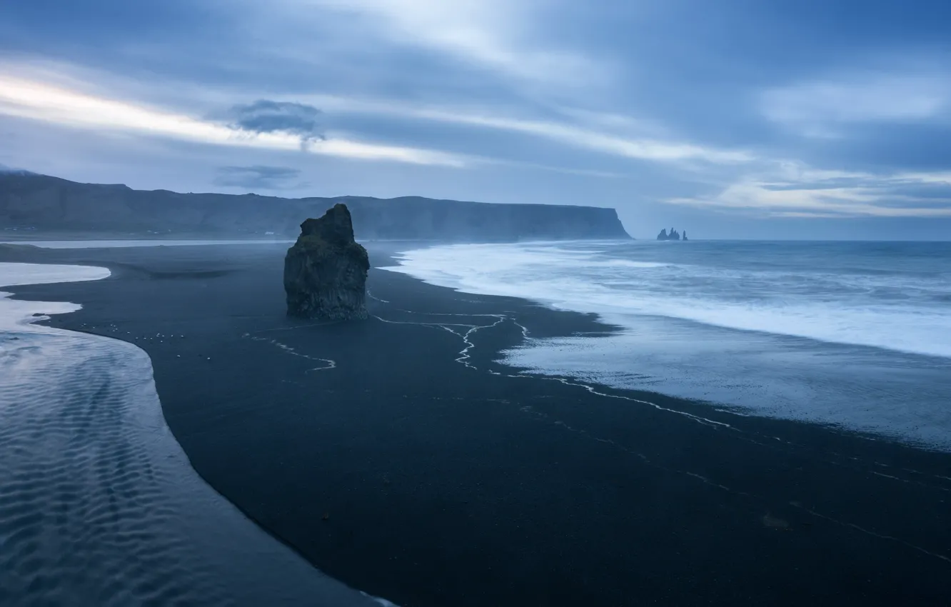Photo wallpaper sea, landscape, night, shore