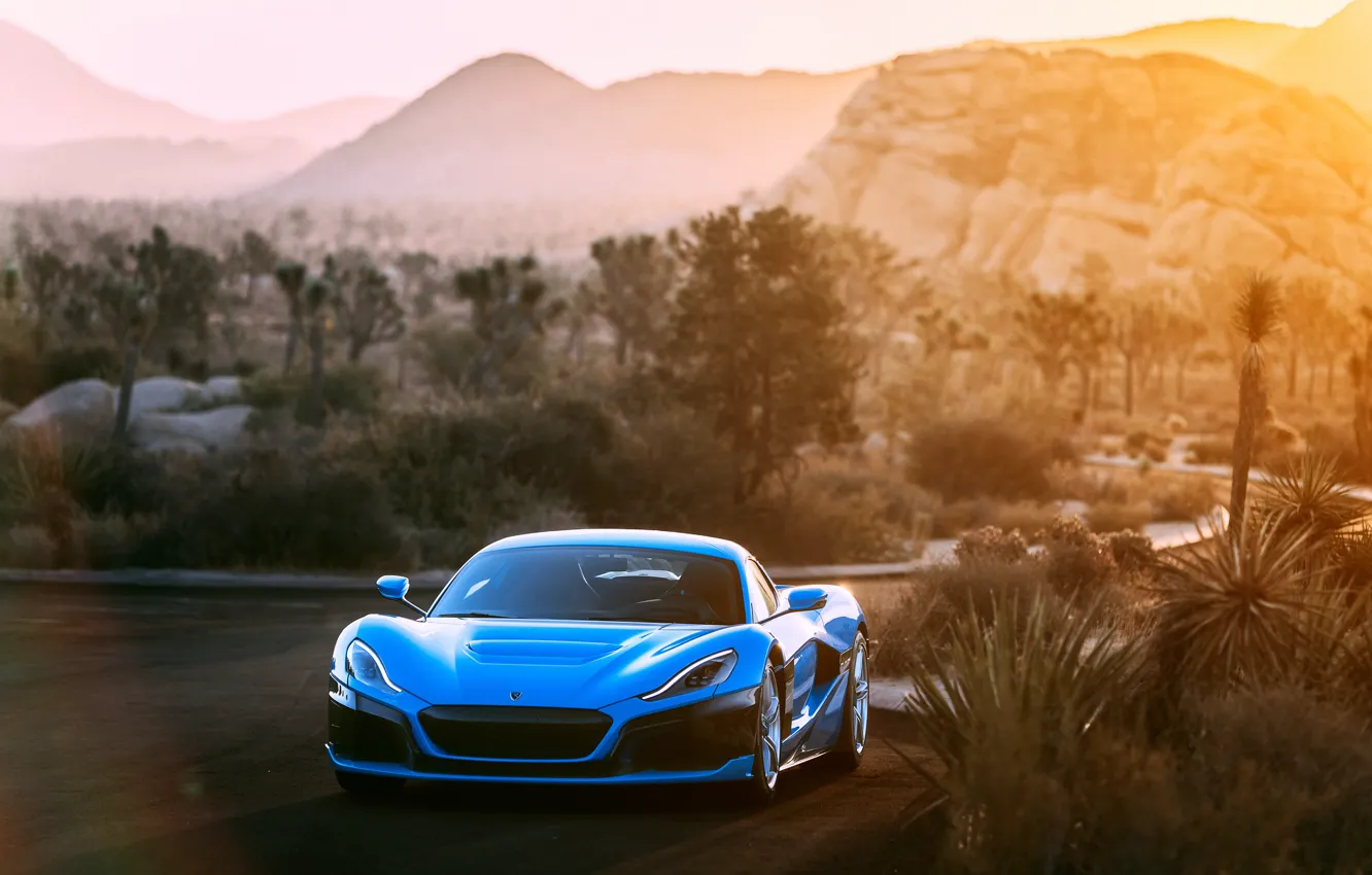 Photo wallpaper supercar, front view, 2018, Rimac, electric car, C-Two, California Edition