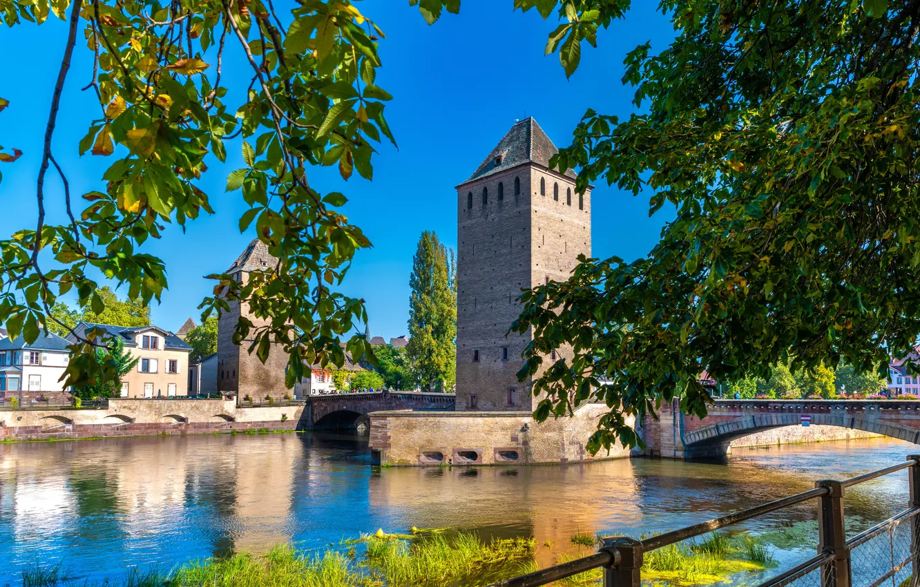 Photo wallpaper bridge, river, France, tower, home, Strasbourg