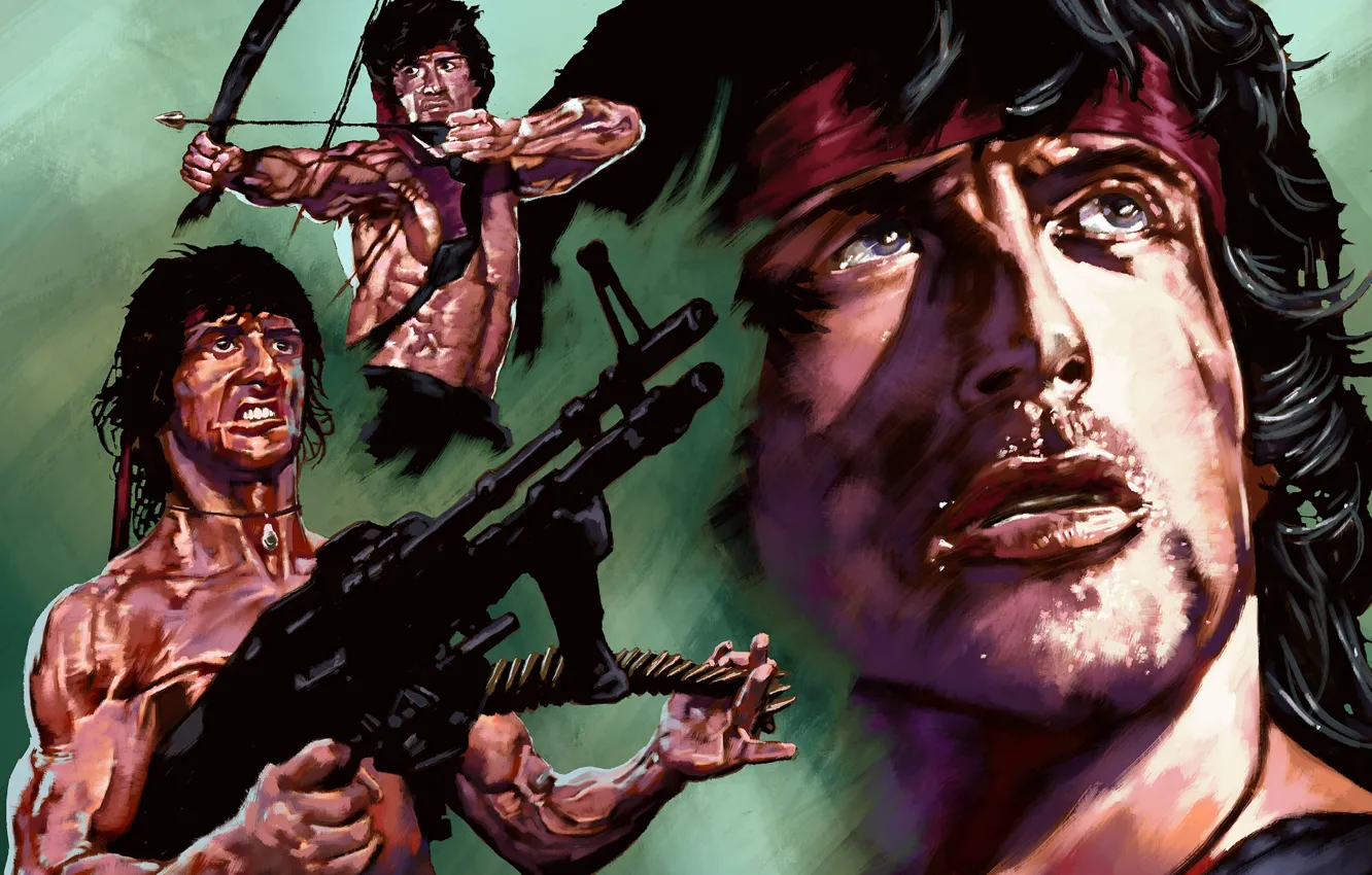 Photo wallpaper action, Sylvester Stallone, Rambo, Rambo