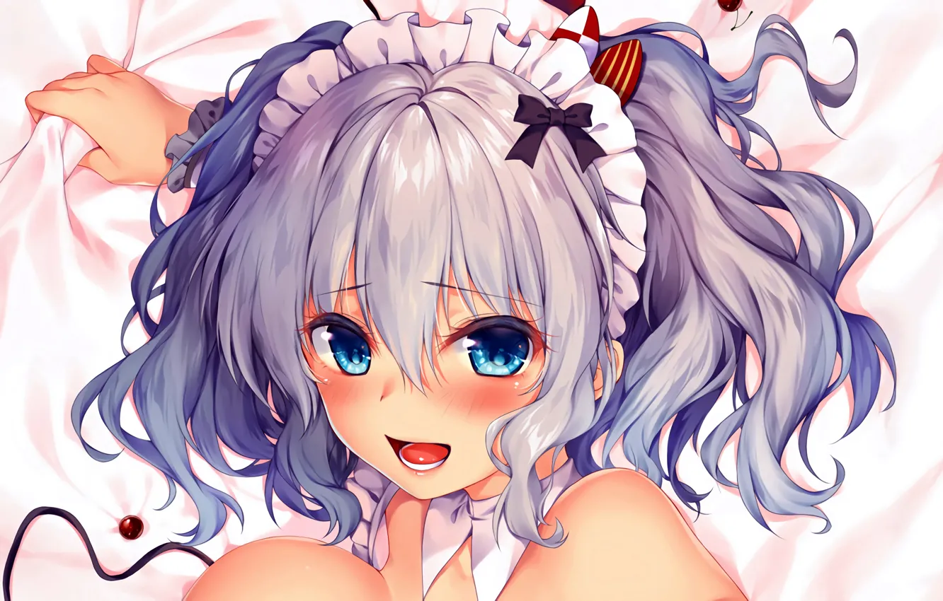 Photo wallpaper girl, sexy, anime, blue eyes, beautiful, short hair, pretty, face