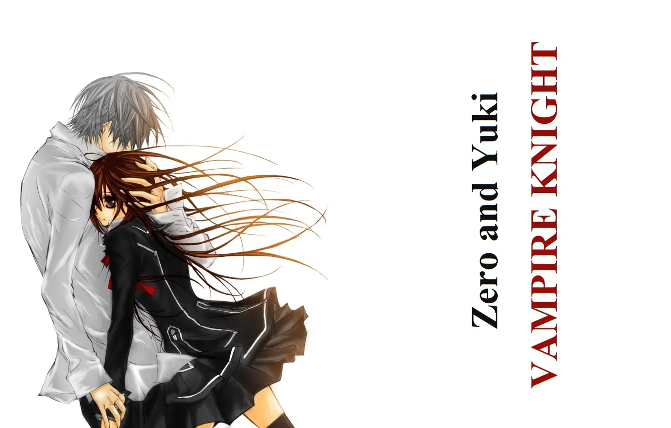 Photo wallpaper long hair, art, hug, students, vampire knight, yuuki cross, knight-vampire, white shirt