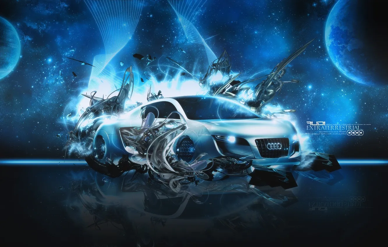 Photo wallpaper abstraction, fiction, Audi, planet