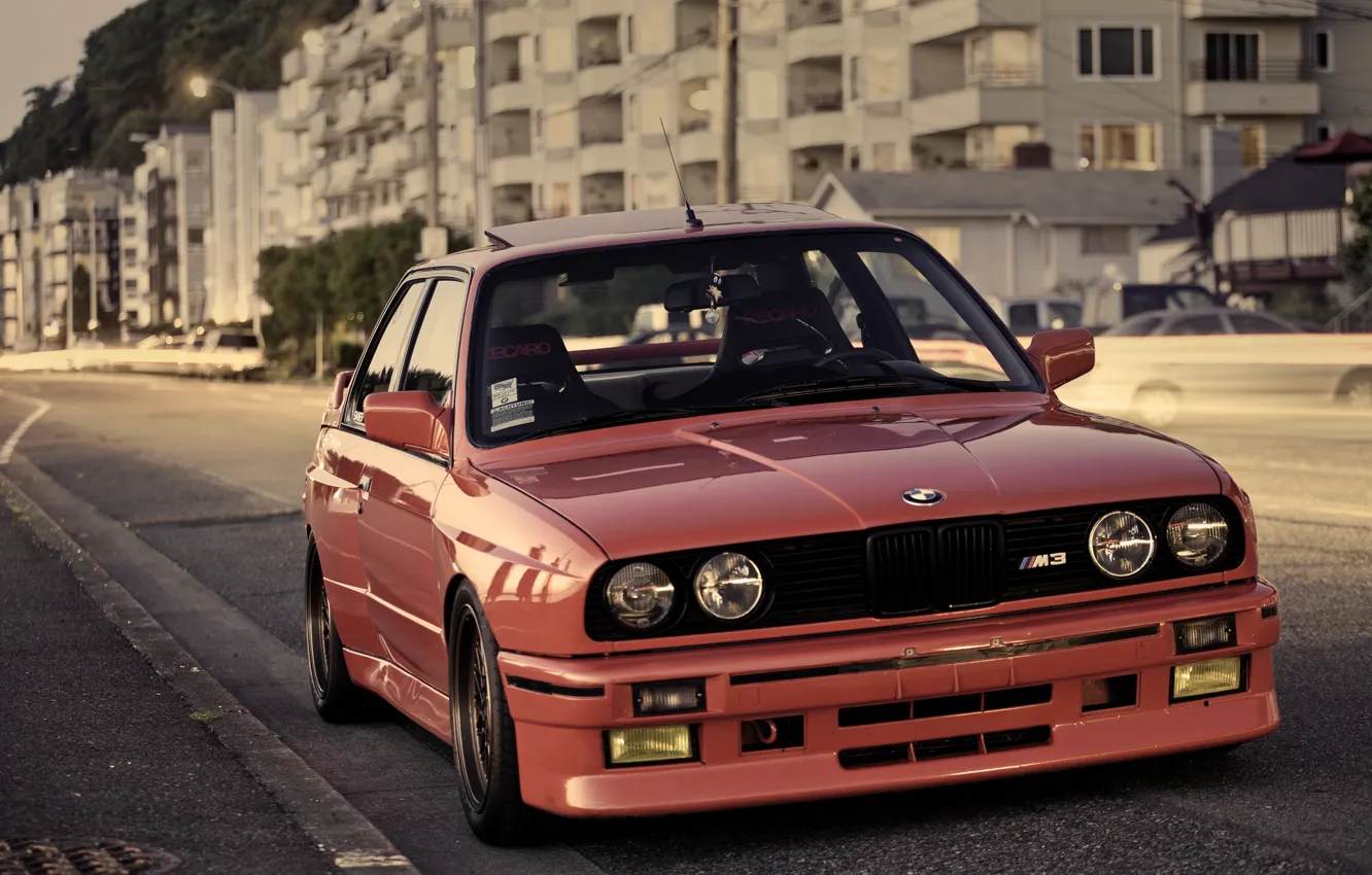 Photo wallpaper street, BMW, BMW, red, red, E30