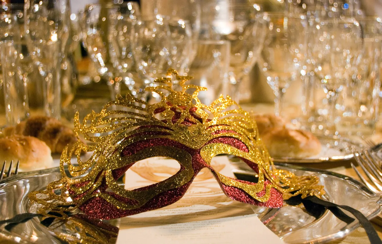 Photo wallpaper glass, glass, mask, crystal, feast