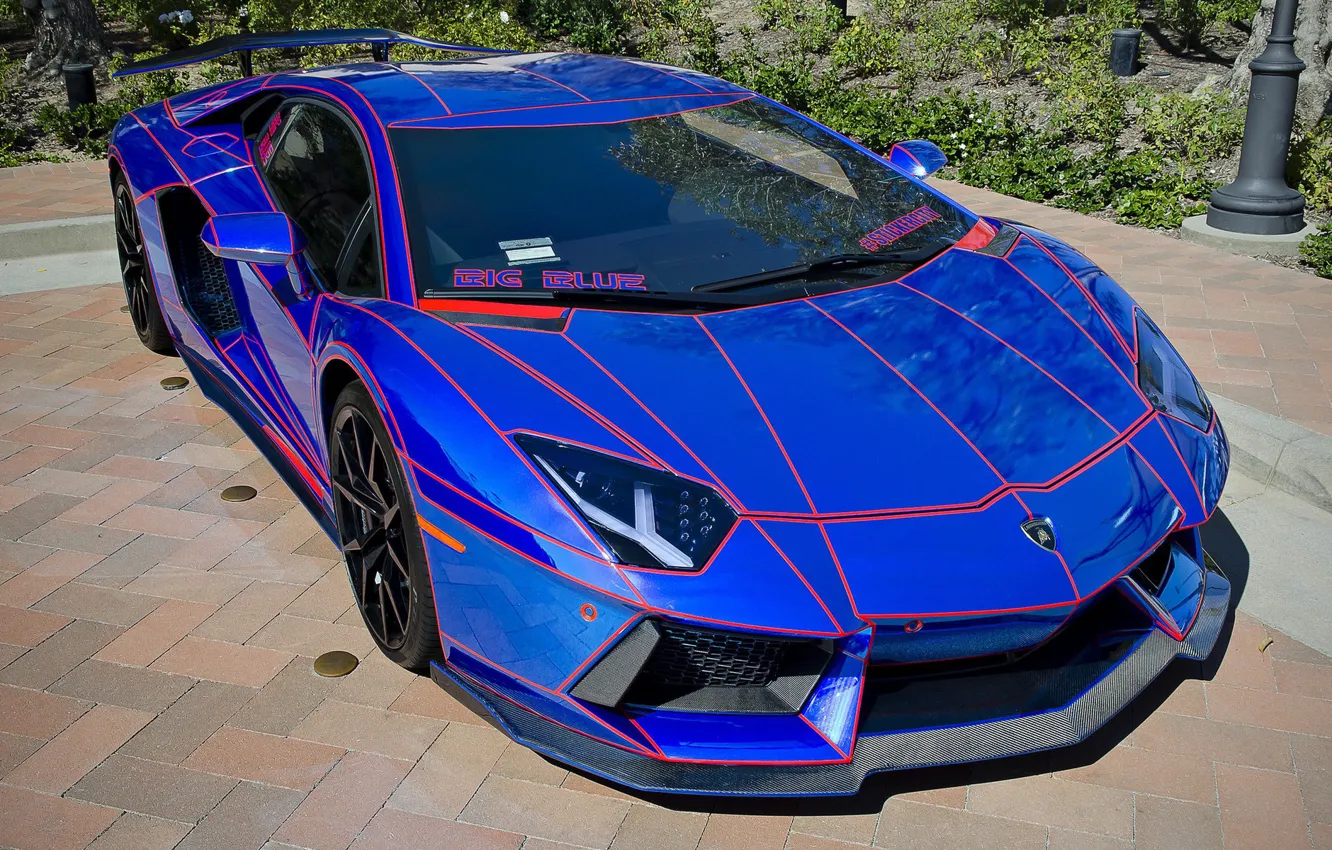 Photo wallpaper beauty, power, Lamborghini Aventador, exterior, sports car, AKA Big Blue, Chrome Blue, Chrome Blue Lamborghini …