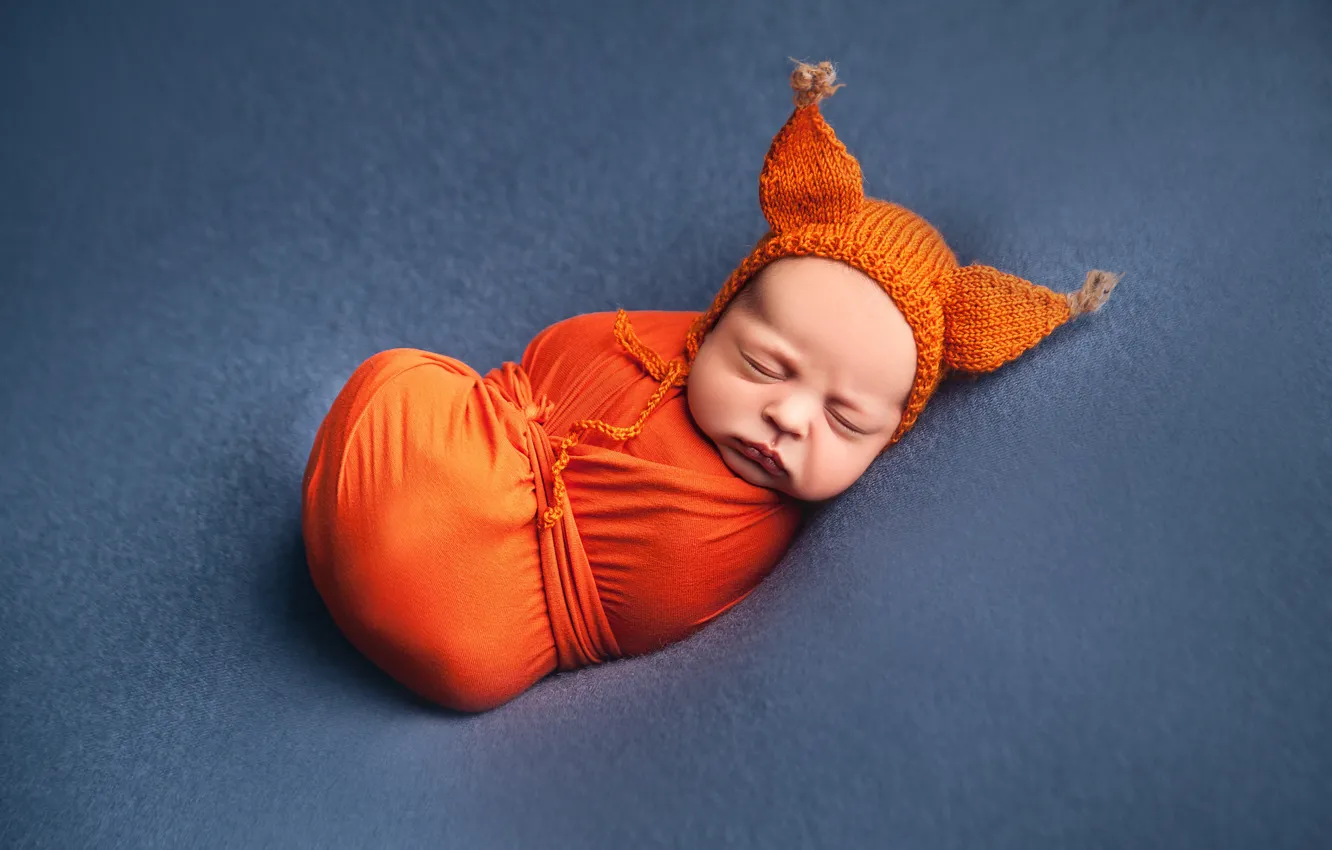 Photo wallpaper sleep, baby, costume, child, baby, Fox, Falco Manu