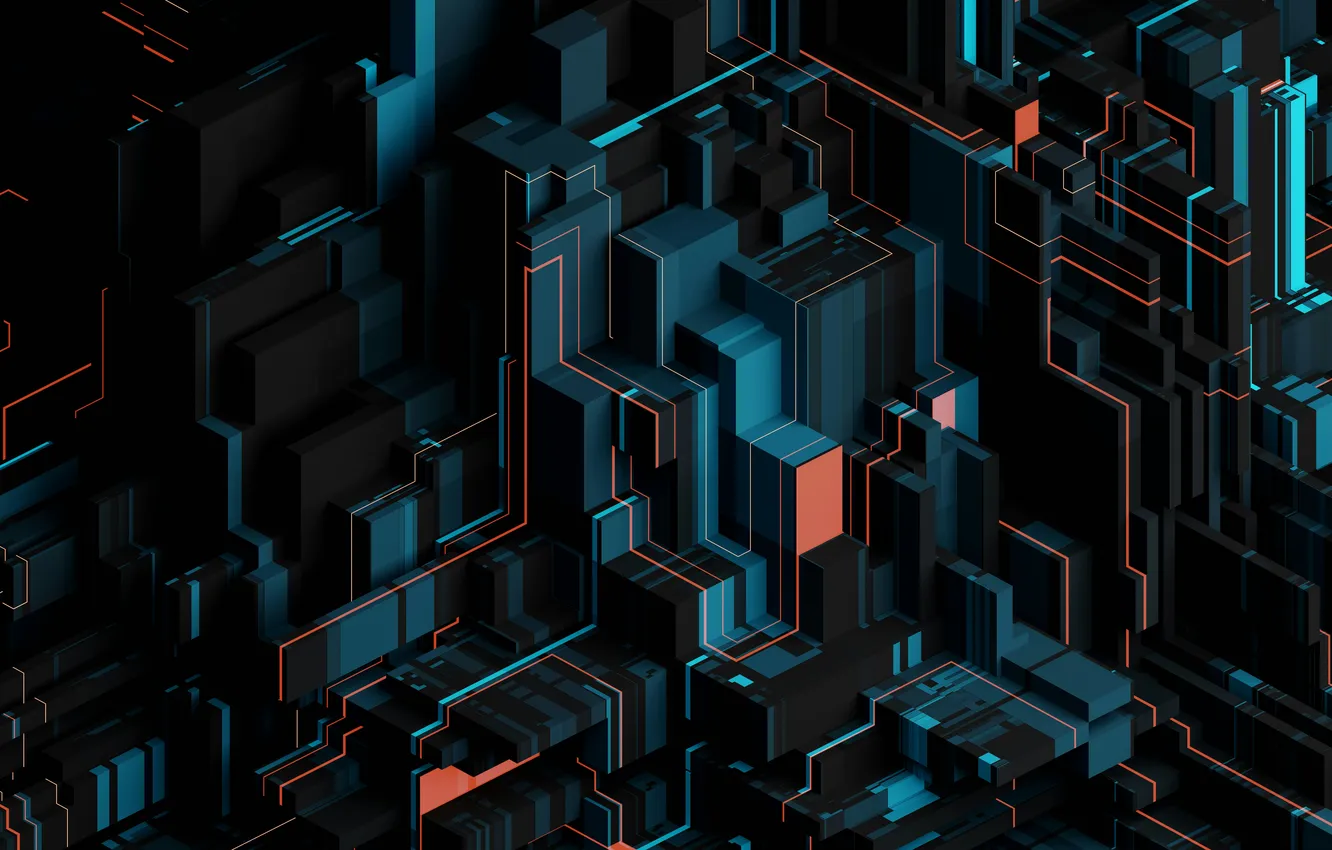 Photo wallpaper abstract, patterns, dark blue, futuristic, geometric, 3D background, Dark theme, Abstract Background