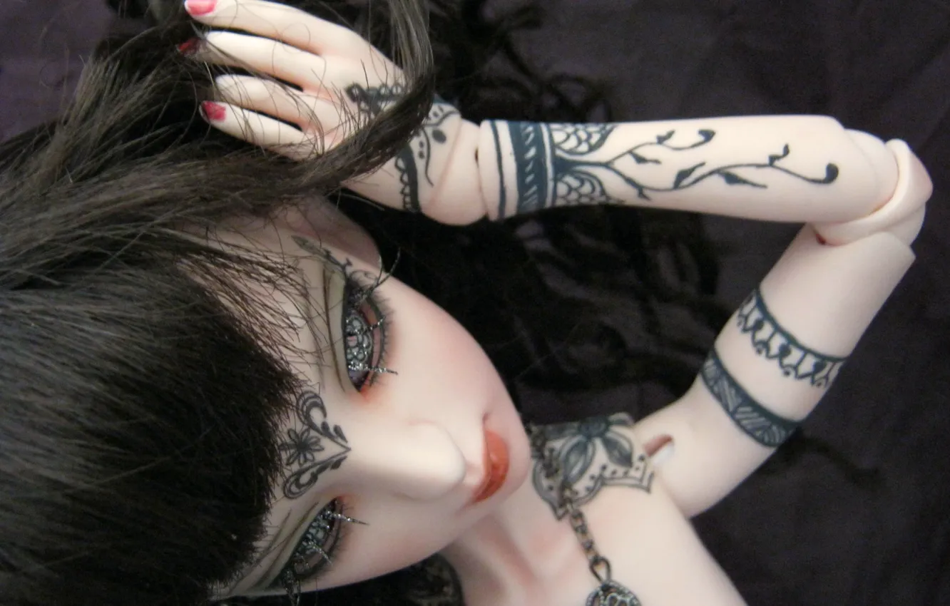 Photo wallpaper doll, tattoo, tattoo, doll, BJD, jointed doll