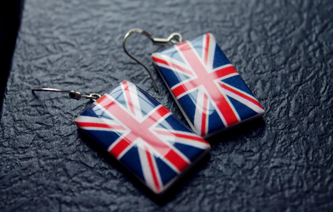 Photo wallpaper England, earrings, flag, UK, notebook