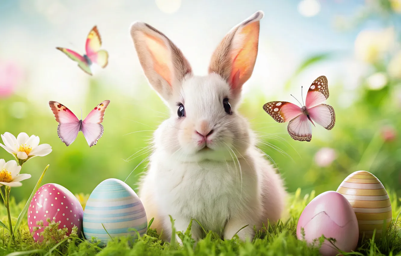 Photo wallpaper flowers, eggs, spring, colorful, Easter, flowers, spring, Easter