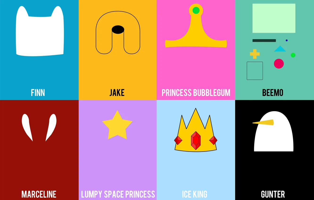 Photo wallpaper Jake, Adventure Time, Finn, Marceline, Gunter, Ice King, Lumpy Space Princess, Princess Bubblegum