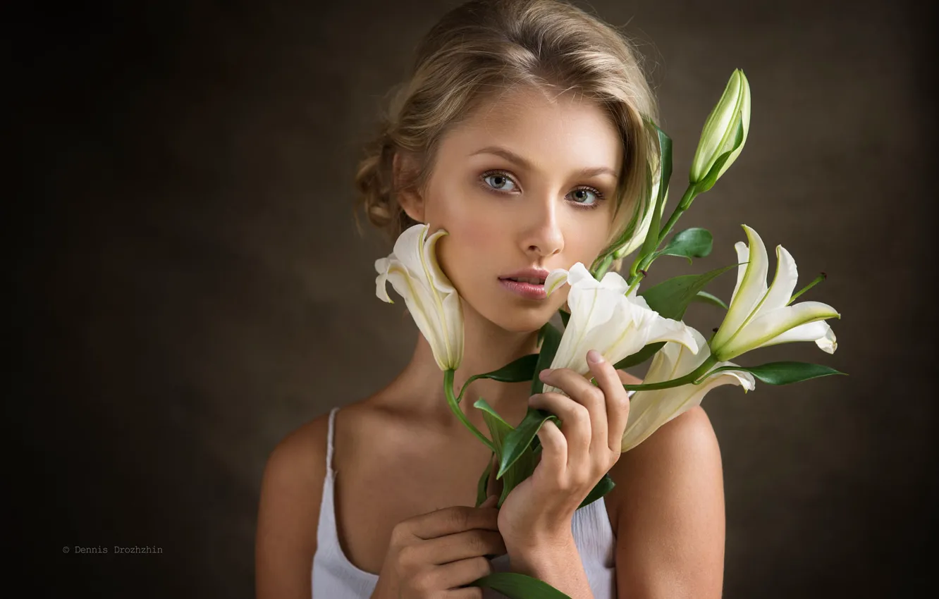 Photo wallpaper look, girl, Lily, portrait, Alisa Tarasenko, Denis Drozhzhin