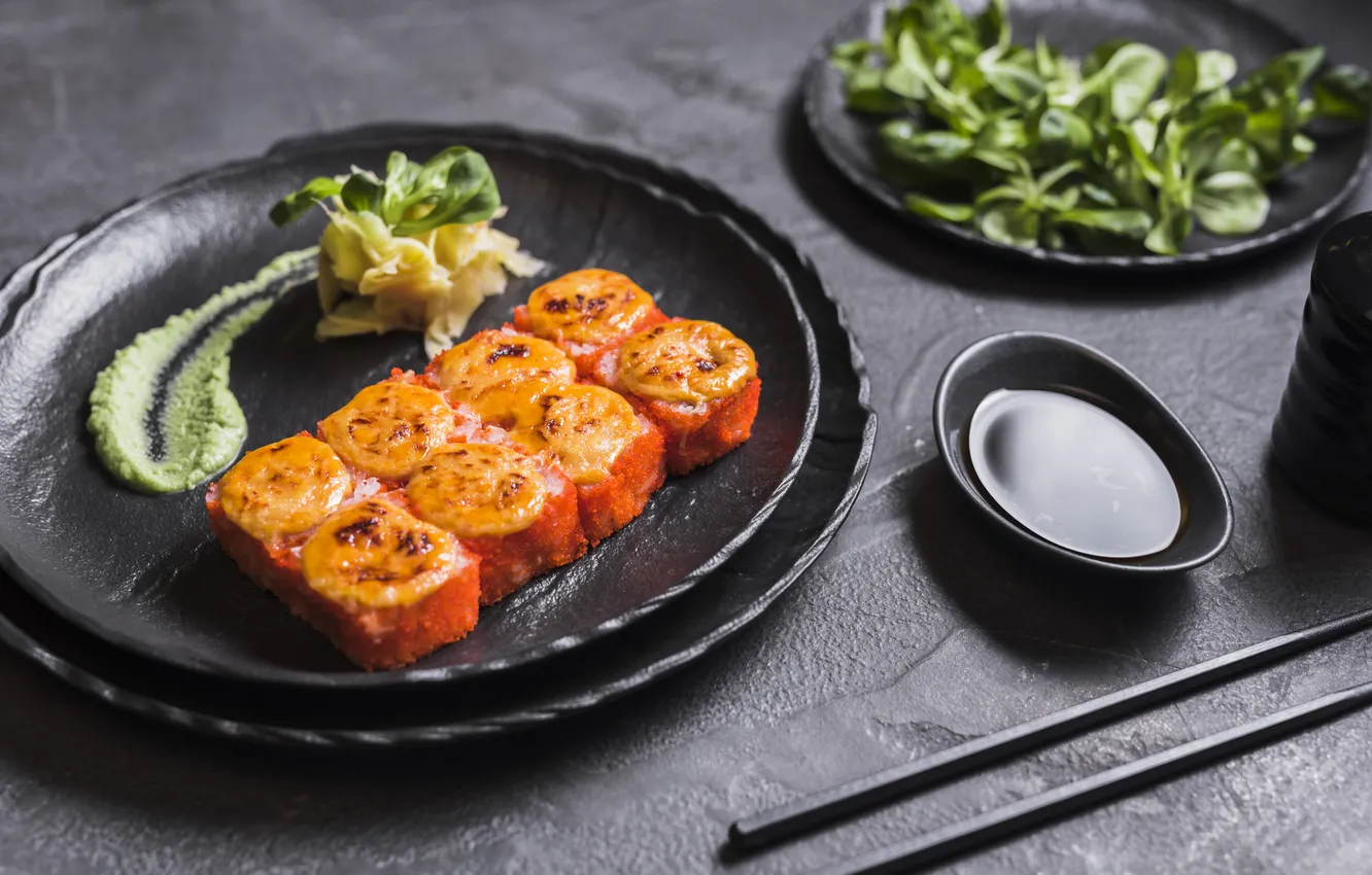 Photo wallpaper asian, dish, soy sauce, Wasabi