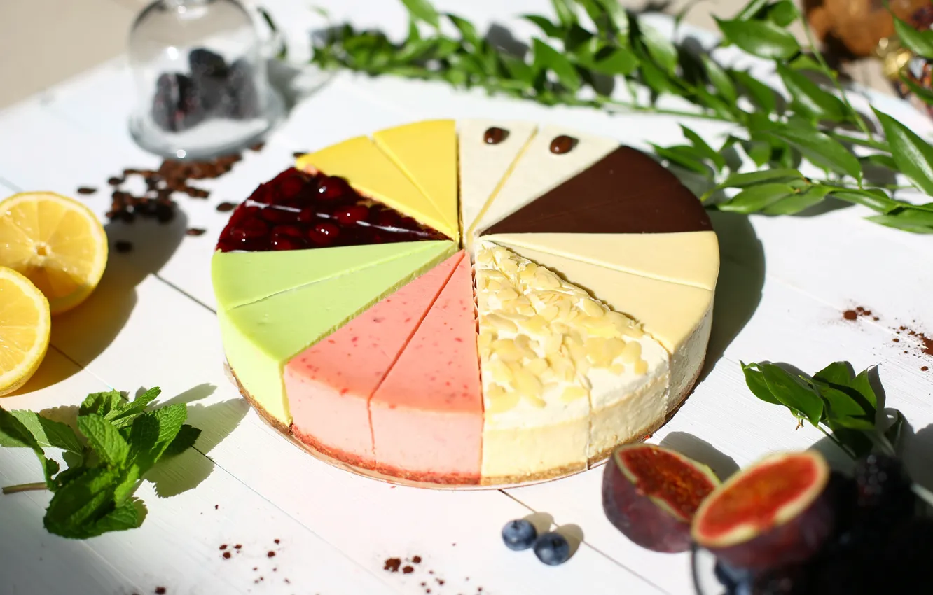 Photo wallpaper cake, fruit, cheesecake, cuts
