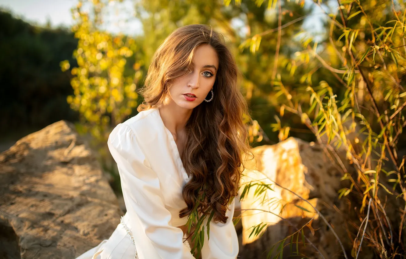 Photo wallpaper girl, sweetheart, model, Nature, Wallpaper, Shoes, Portrait, Beads