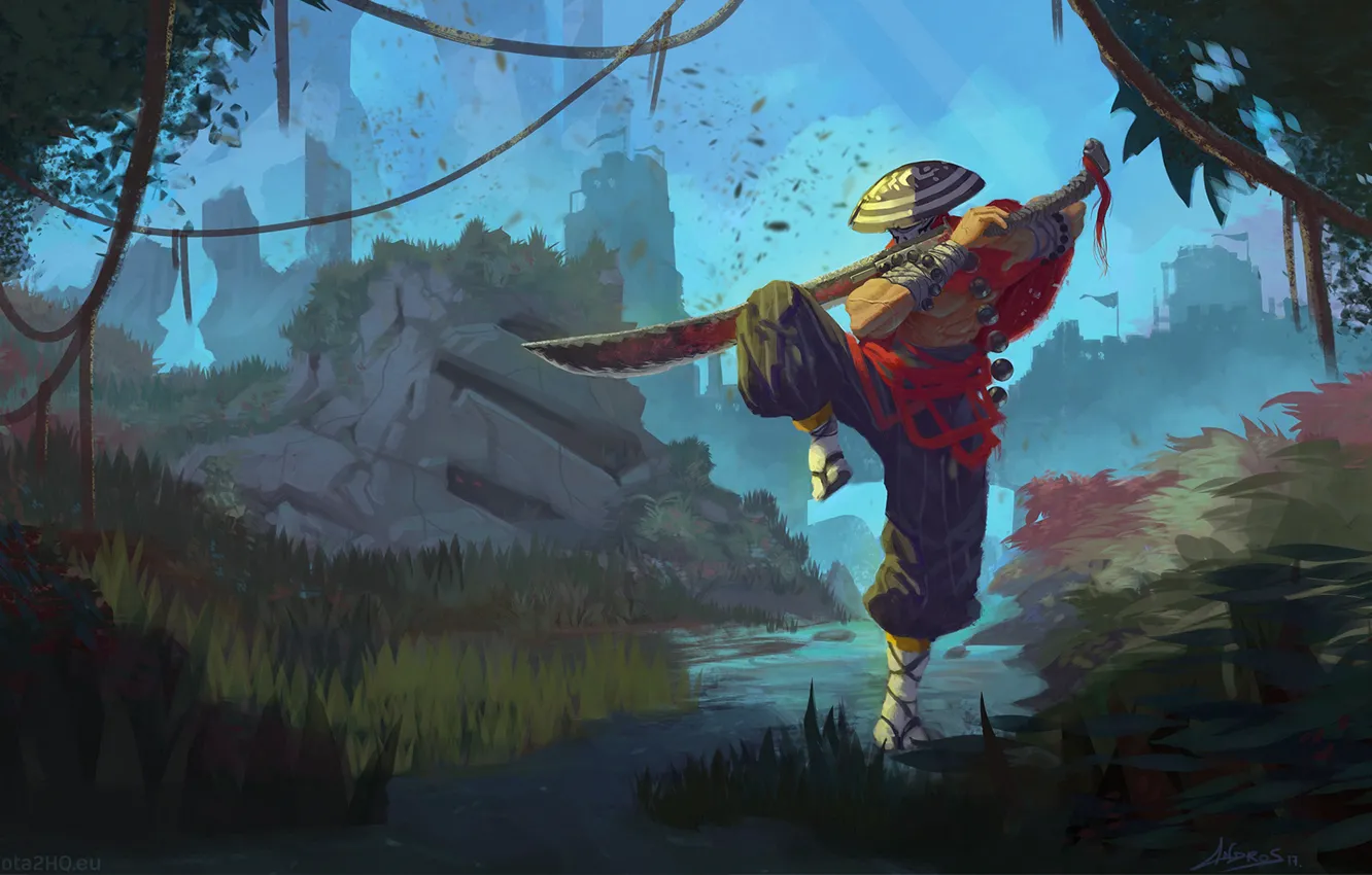 Photo wallpaper sword, warrior, sword, DotA 2, warrior, juggernaut, dota 2, Juggernaut