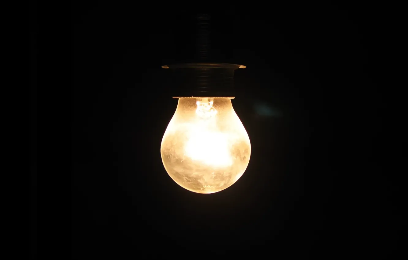 Photo wallpaper Light bulb, Black, Light
